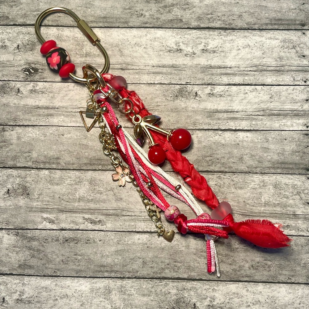 Red and Gold Women's Keychain / Bag charm Accessory